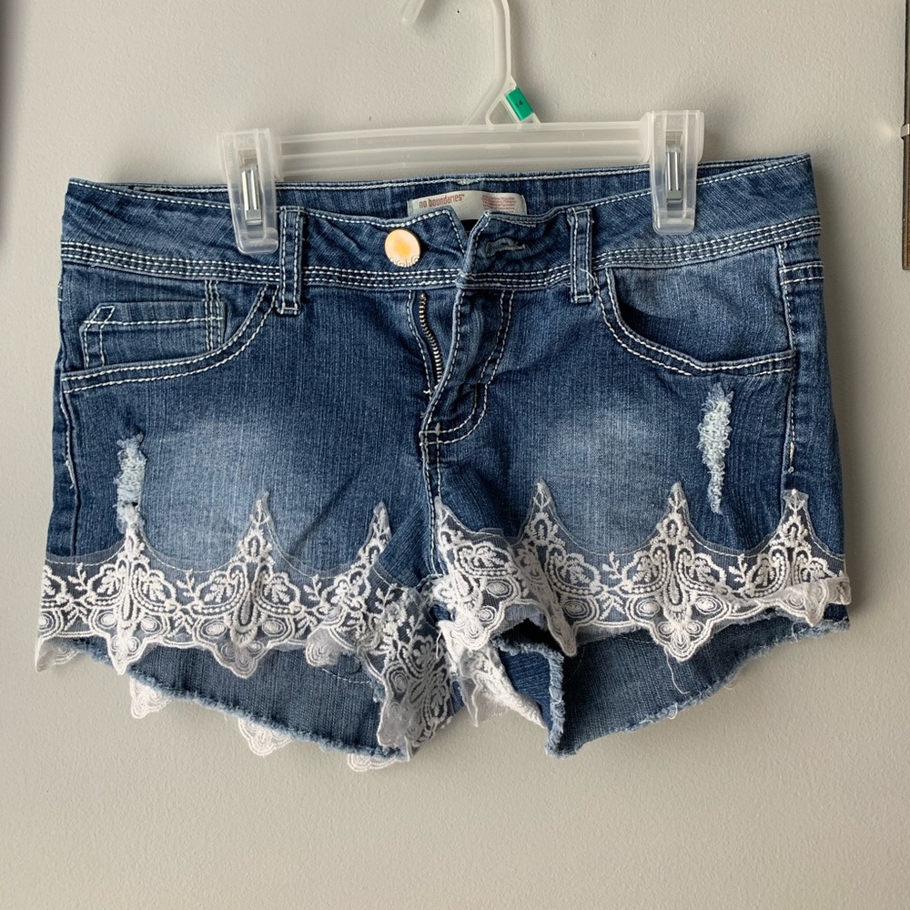 Lace jean shorts